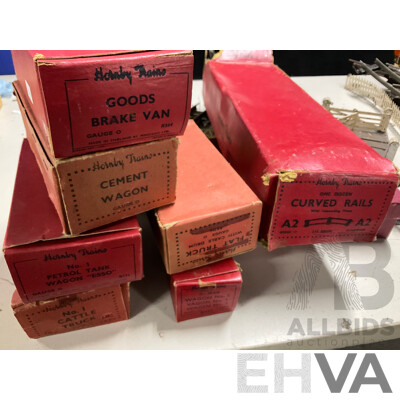 Collection of Vintage Hornby O Gauge Railway Rolling Stock, Scenery Items, Some Boxed