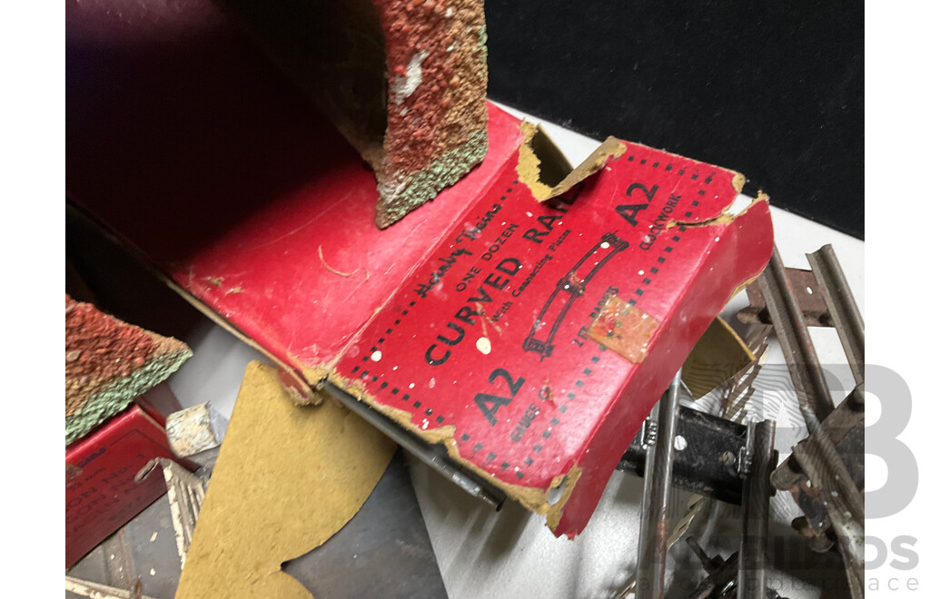 Collection of Vintage Hornby O Gauge Railway Rolling Stock, Scenery Items, Some Boxed