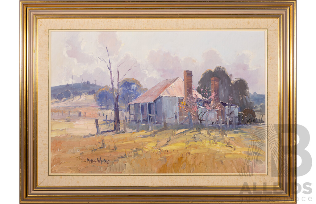 James Wynne, (20th Century, Australian, 1944-), Dusk, Wonderful Original Vintage Oil on Canvas Board, 70 x 95 cm (frame)