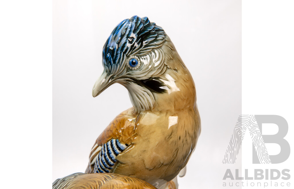 Fine Porcelain Perching Blue Jays by Karl Ens