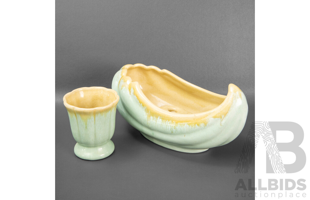 Cornucopia Vase with Frog and Pinch Vase by Nell McCredie (2)