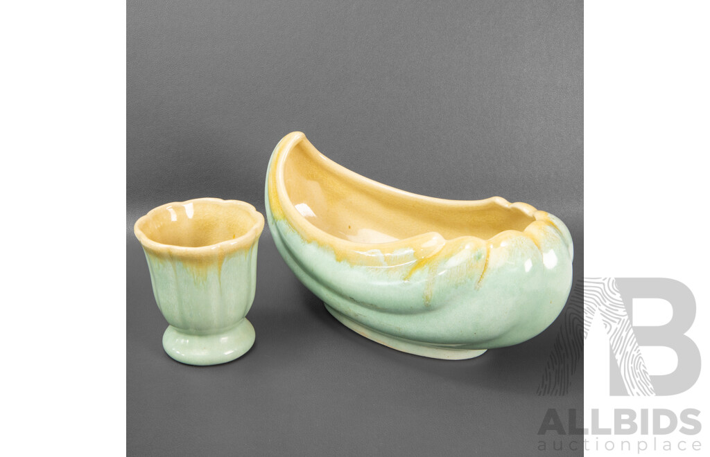 Cornucopia Vase with Frog and Pinch Vase by Nell McCredie (2)