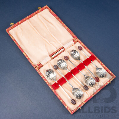 Vintage Art Deco Coffee Bean Spoon Set, Made in England