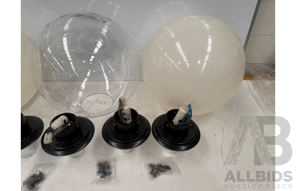 Quantity of 3 Polycarbonate Sphere Indoor Lights - 400mm Diameter - with Metal Insert with Screw in Fitting