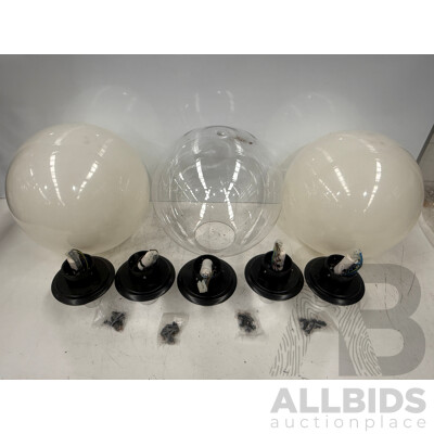 Quantity of 3 Polycarbonate Sphere Indoor Lights - 400mm Diameter - with Metal Insert with Screw in Fitting