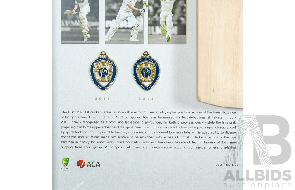 Steve Smith Limited Edition Signed Framed Cricket Bat, 'Australia’s Modern Run Machine' No. 10 of 239