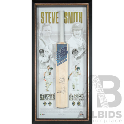 Steve Smith Limited Edition Signed Framed Cricket Bat, 'Australia’s Modern Run Machine' No. 10 of 239
