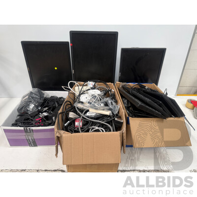 Assorted Dell Computer Monitors & Accessories - Assorted Power Supplys + Assorted Keyboards