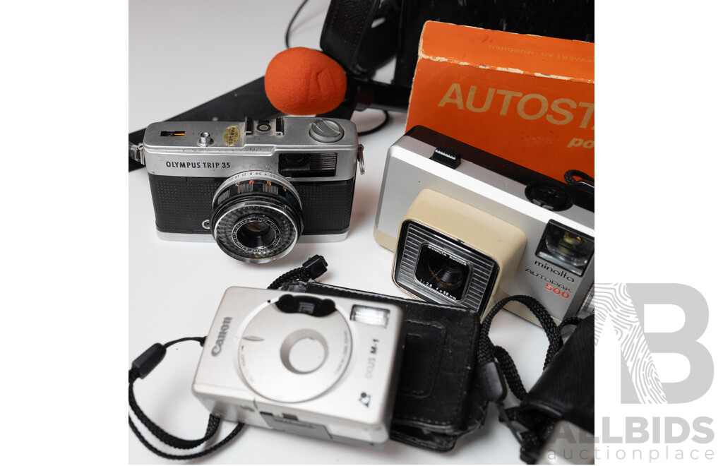 Collection Cameras Including Chinon 805 S Film Camera in Bag, Kodak Advantix 2100 Auto in Box and More
