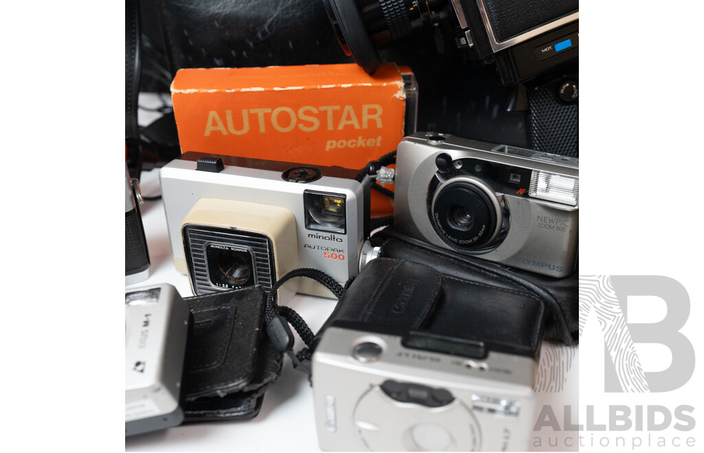 Collection Cameras Including Chinon 805 S Film Camera in Bag, Kodak Advantix 2100 Auto in Box and More