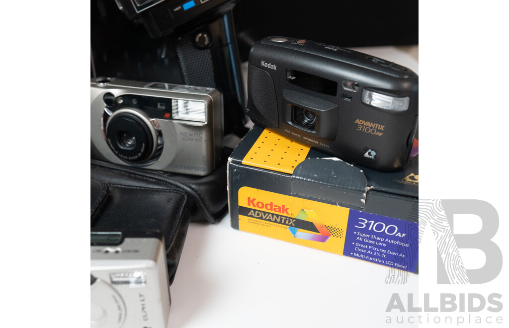 Collection Cameras Including Chinon 805 S Film Camera in Bag, Kodak Advantix 2100 Auto in Box and More