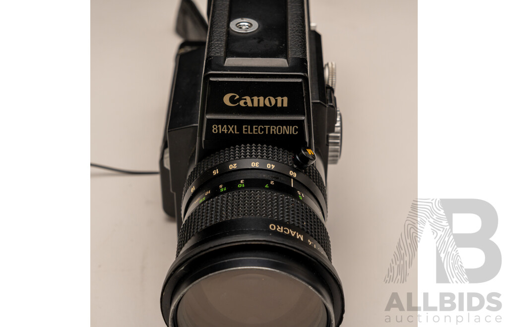 Canon 814XL Electronic Super-8 Movie Camera with Canon C-8 Wide Converter and Accessories