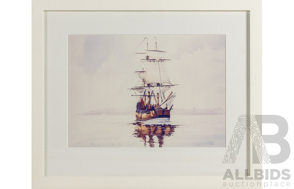 Signed Indistinctly, (20th Century), (Possibly) H.M.S Supply, Quality Reproduction Print After Original Watercolour, 43 x 52 cm (frame)