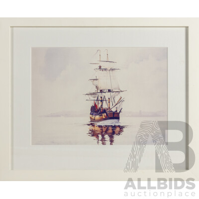 Signed Indistinctly, (20th Century), (Possibly) H.M.S Supply, Quality Reproduction Print After Original Watercolour, 43 x 52 cm (frame)