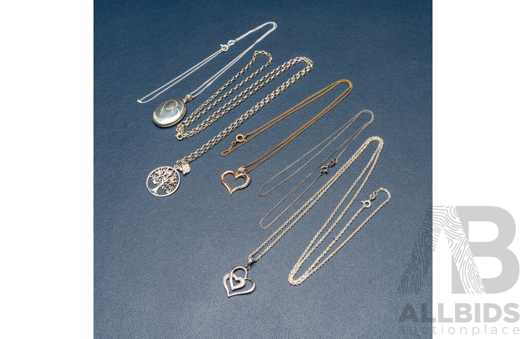 Collection of 925 Sterling Silver Necklace/Pendants - Lot of 5