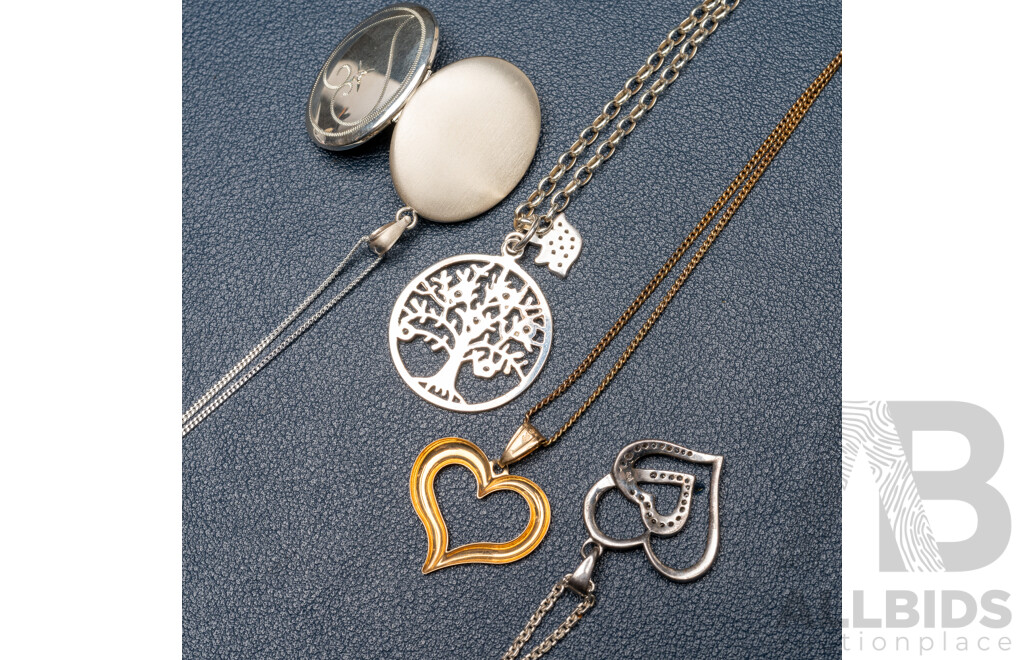 Collection of 925 Sterling Silver Necklace/Pendants - Lot of 5