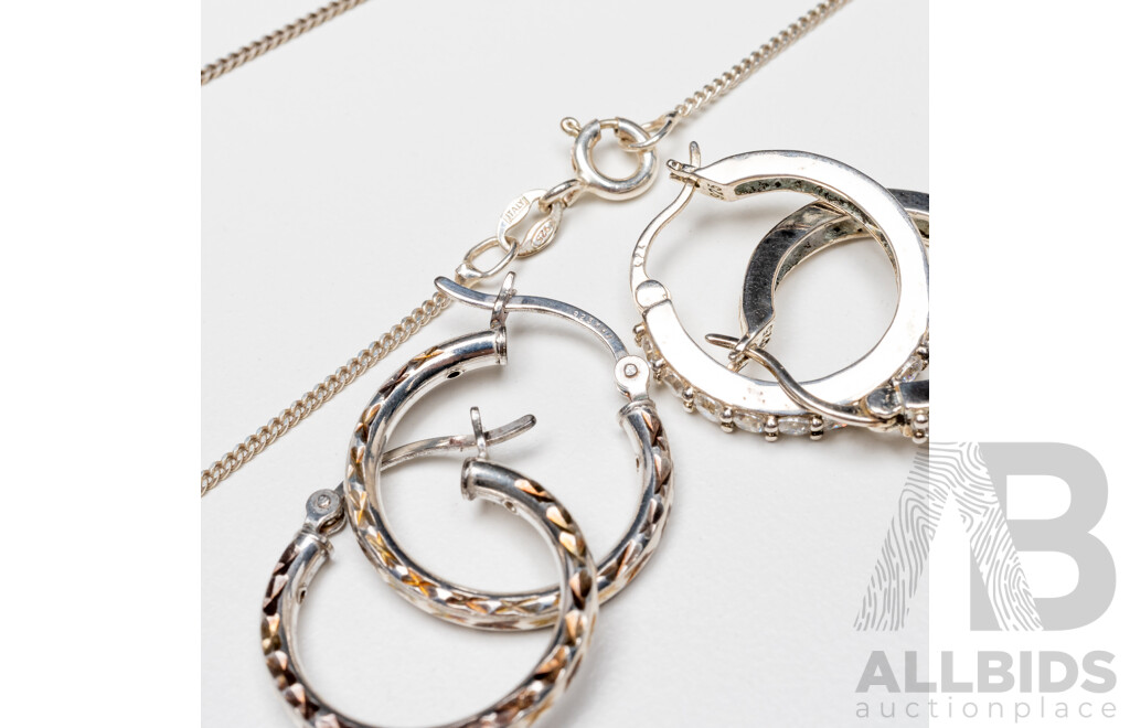 Collection of 925 Sterling Silver and Silver Tone Jewellery - Lot of 5