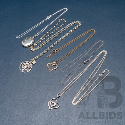 Collection of 925 Sterling Silver Necklace/Pendants - Lot of 5