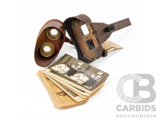 Two Antique Stereo-Graphoscope Viewers with Collection of Slides