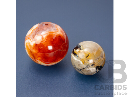 Two Polished Agate Spheres