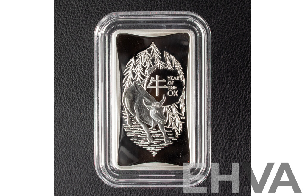 Australian RAM 2021 One Dollar Silver Ingot, Lunar Series III - Year of the Ox .999