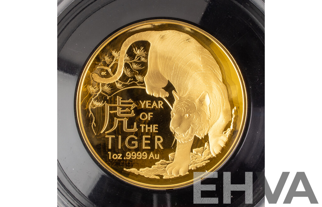 Australian RAM 2022 Gold Proof Domed One Hundred Dollar Coin, Lunar Series - Year of the Tiger  .999