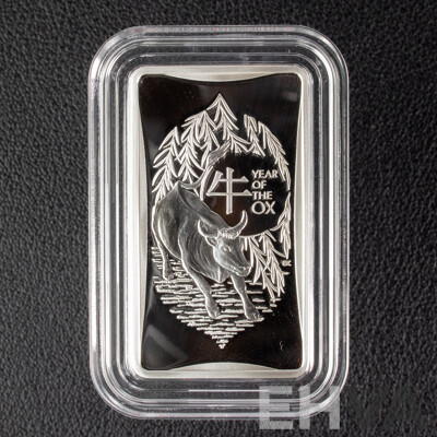 Australian RAM 2021 One Dollar Silver Ingot, Lunar Series III - Year of the Ox  .999