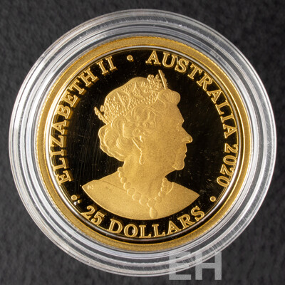 Australian RAM 2020 Gold Proof Twenty Five Dollar Coin, Kangaroos at Dawn - The Essence of Australia .999