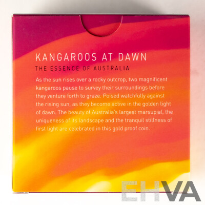 Australian RAM 2020 Gold Proof Twenty Five Dollar Coin, Kangaroos at Dawn - The Essence of Australia .999