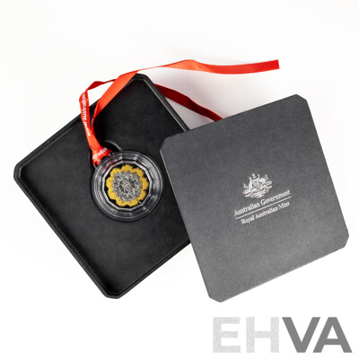 Australian RAM 2024 Coloured Silver Proof Fifty Cent Coin, Christmas Festive Florals .999