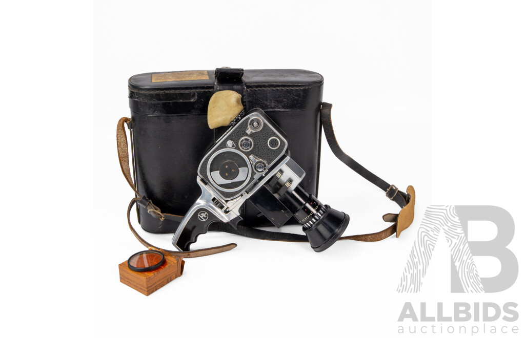 Vintage Bolex Paillard 8mm Film Camera with Original Case, Made in Switzerland