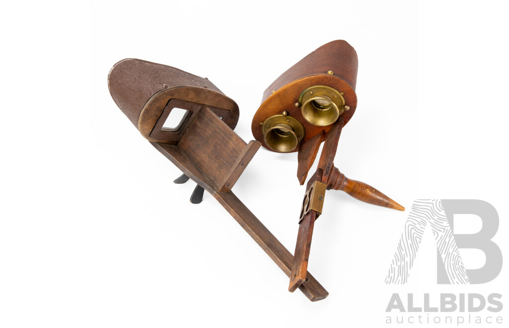 Two Antique Stereo-Graphoscope Viewers with Collection of Slides
