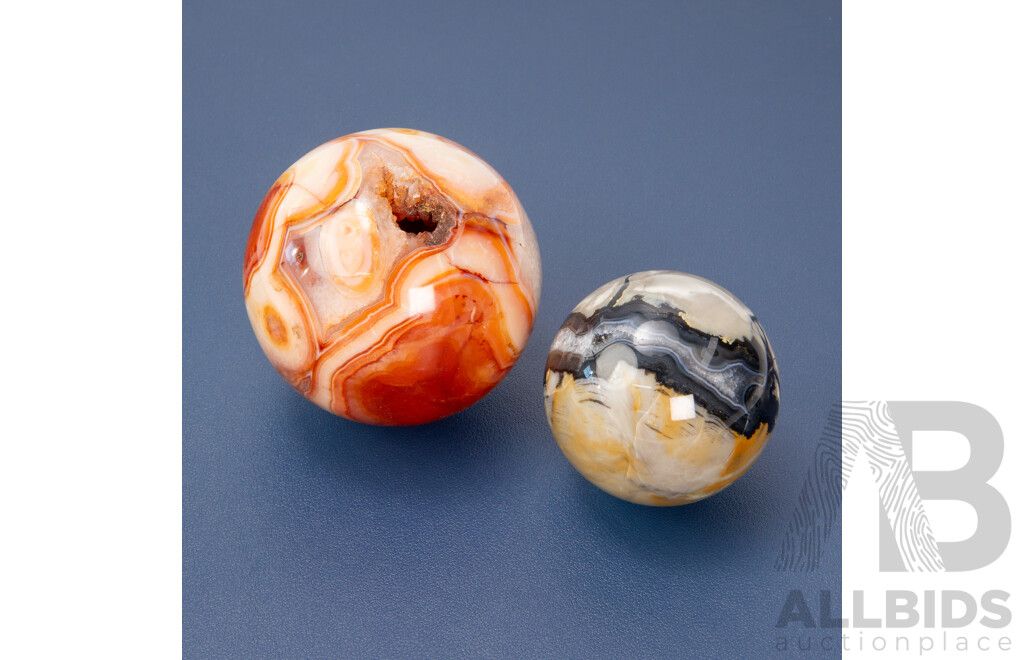 Two Polished Agate Spheres