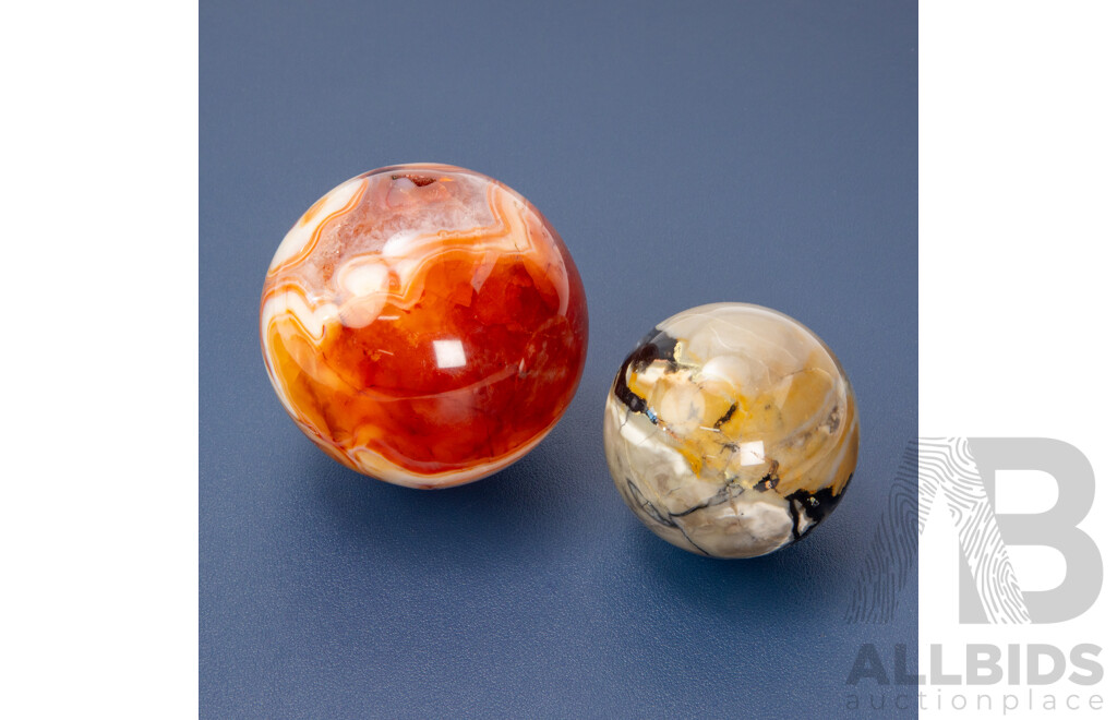 Two Polished Agate Spheres
