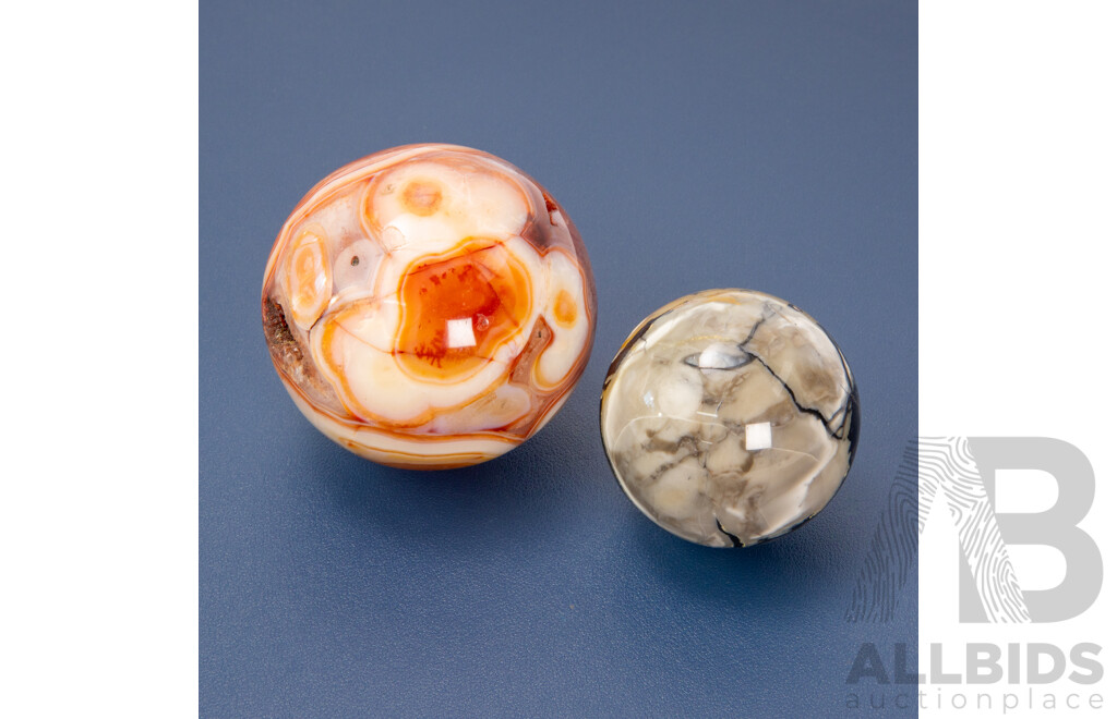 Two Polished Agate Spheres