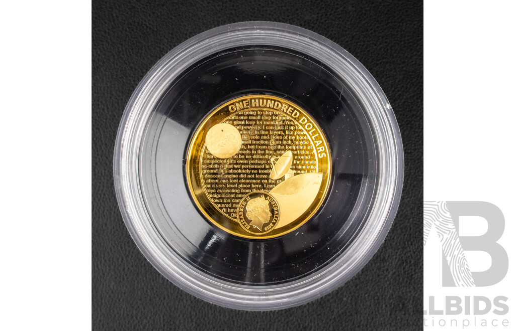Australian RAM 2019 Gold Proof Domed One Hundred Dollar Coin, 50th Anniversary of the Moon Landing .999