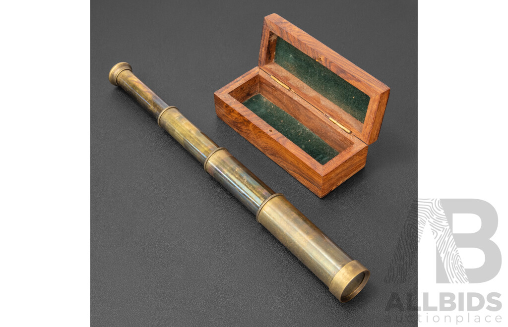 Two Brass Display Sextants Including J. Scott London, Henry Barrow & Co London Telescope, Brass Sundial Compass