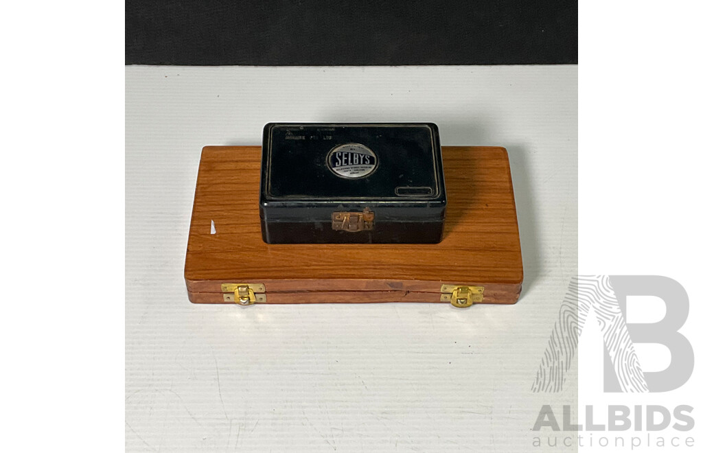 Vintage Balance Scales in Timber Case with Selbys Weights