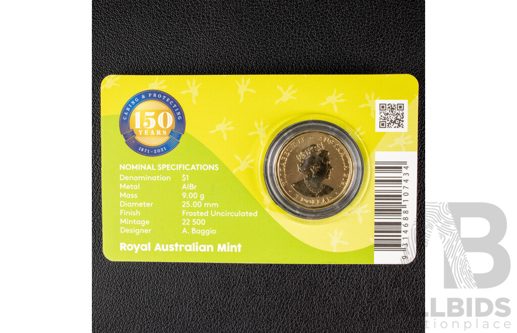 Australian RAM 2021 Colour Frosted One Dollar Coin Set, RSPCA 150 Years 1871 - 2021