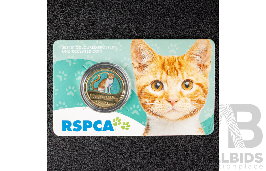 Australian RAM 2021 Colour Frosted One Dollar Coin Set, RSPCA 150 Years 1871 - 2021