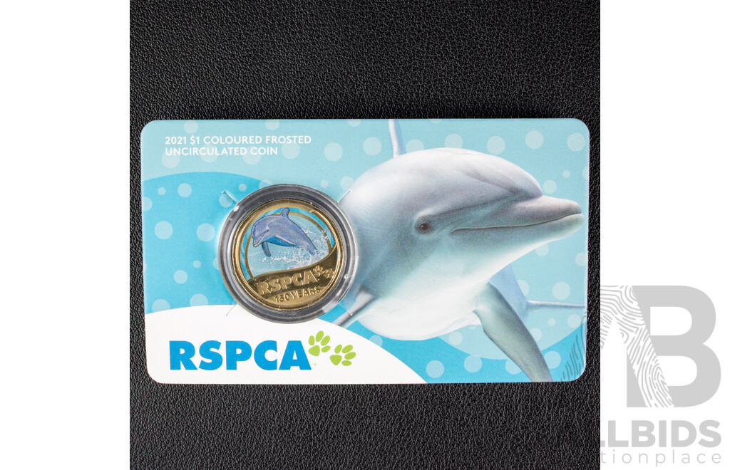Australian RAM 2021 Colour Frosted One Dollar Coin Set, RSPCA 150 Years 1871 - 2021