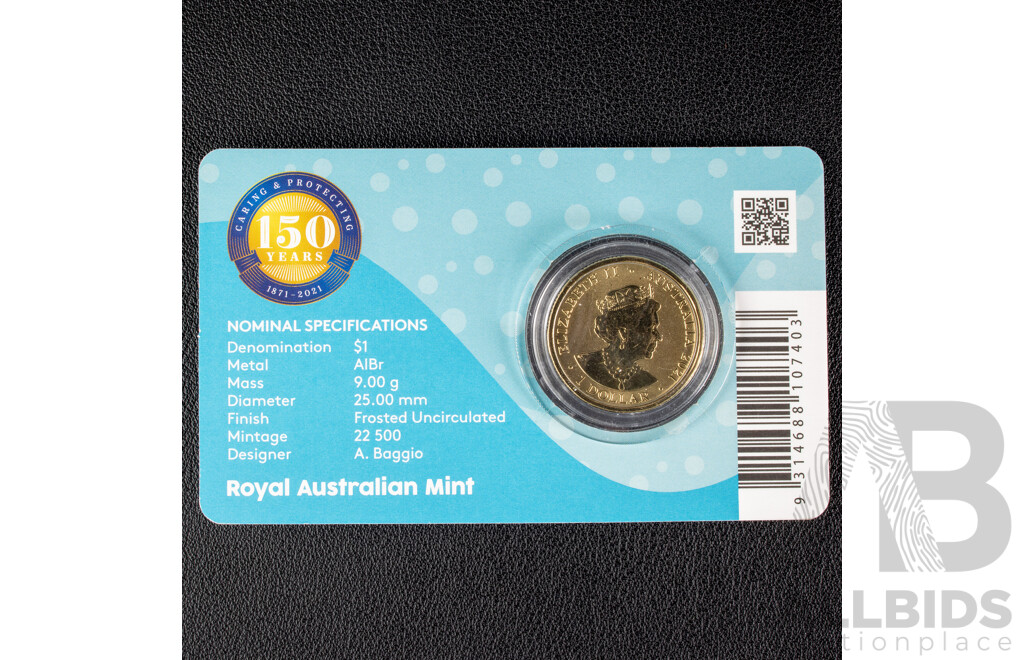 Australian RAM 2021 Colour Frosted One Dollar Coin Set, RSPCA 150 Years 1871 - 2021