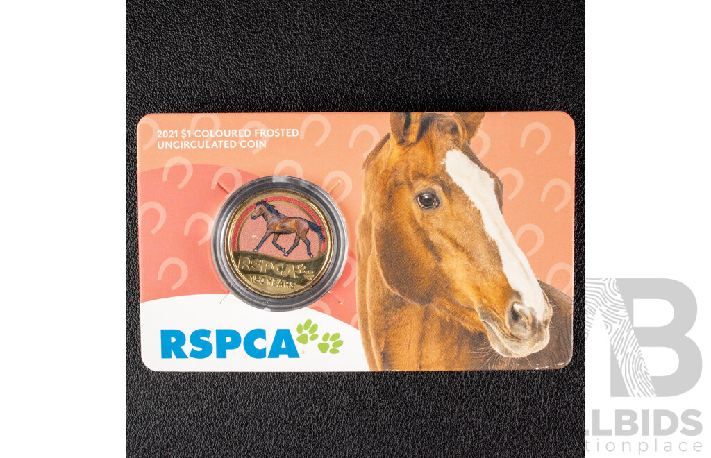 Australian RAM 2021 Colour Frosted One Dollar Coin Set, RSPCA 150 Years 1871 - 2021