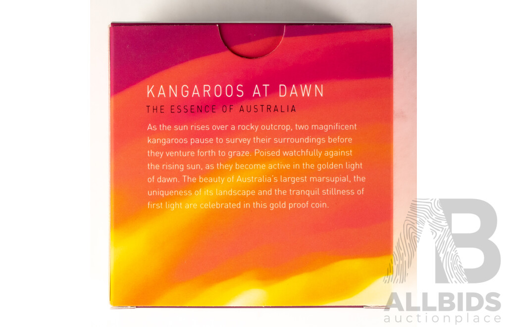 Australian RAM 2020 Gold Proof Twenty Five Dollar Coin, Kangaroos at Dawn - The Essence of Australia .999