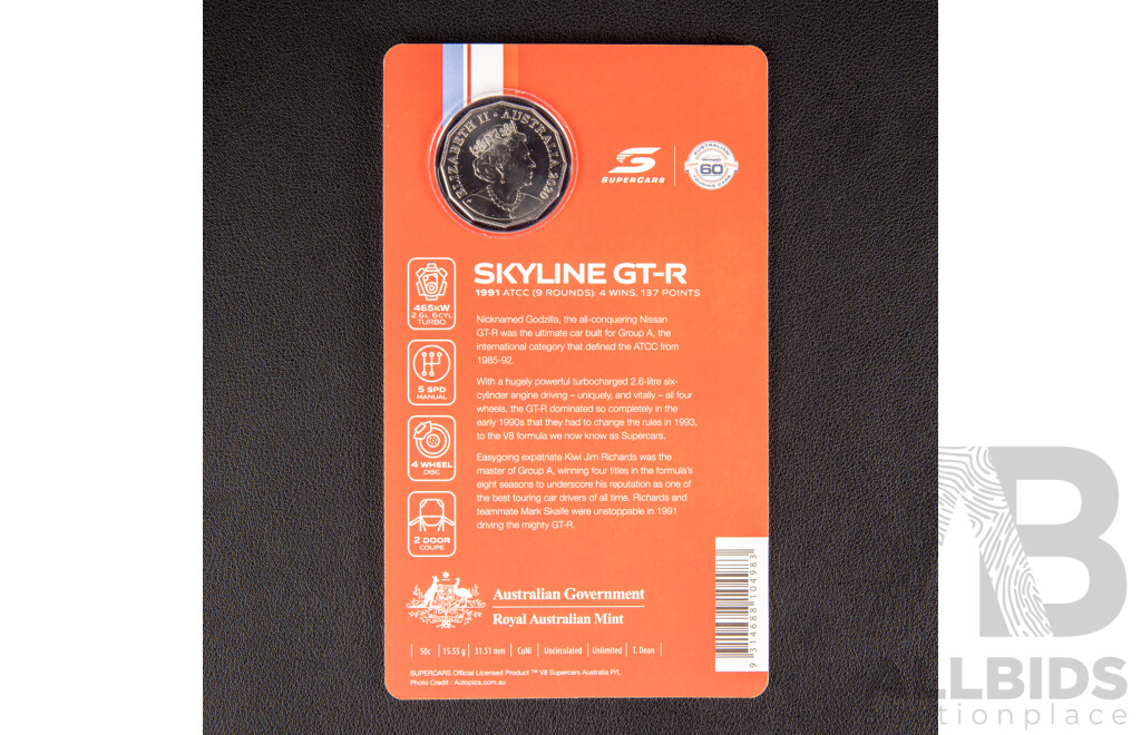 Australian RAM 2020 Nine Fifty Cent Coin Supercars Set, 60 Years of Australian Touring Car Championship