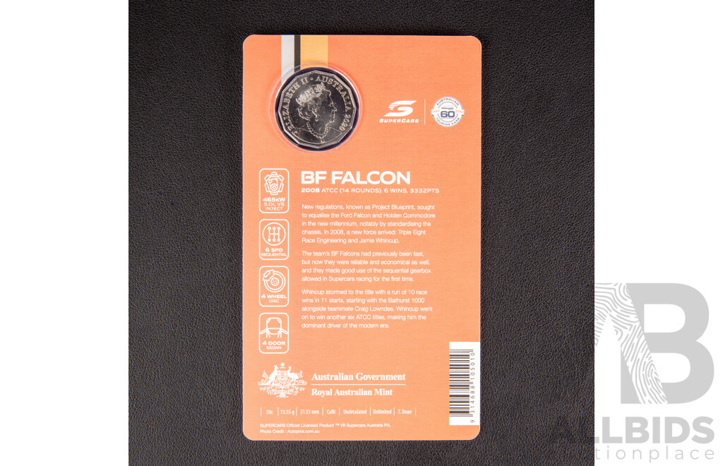 Australian RAM 2020 Nine Fifty Cent Coin Supercars Set, 60 Years of Australian Touring Car Championship