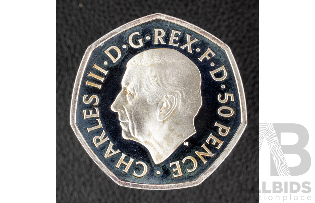 United Kingdom Royal Mint 2022 Silver Proof Fifty Pence Coin, Her Majesty Queen Elizabeth II 1926-2022 .999