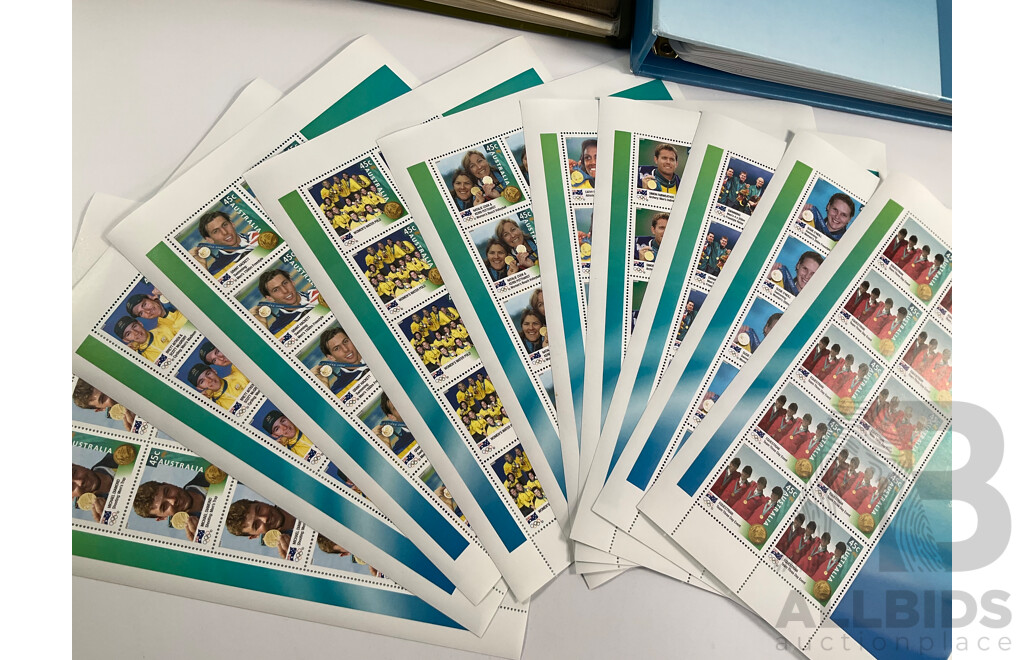 Australian Seven Seas Decimal Hingeless Stamp Album, 1966-1980 with Olympic 1996/2000 First Day Covers Album and Ten 2000 Olympic Mint Stamp Mini Sheets