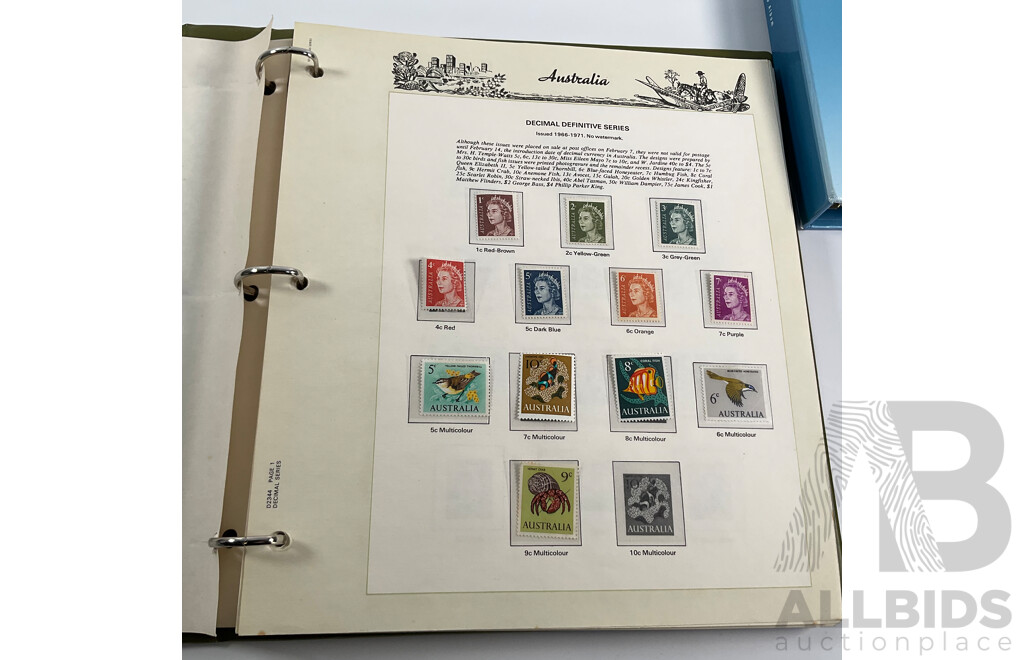 Australian Seven Seas Decimal Hingeless Stamp Album, 1966-1980 with Olympic 1996/2000 First Day Covers Album and Ten 2000 Olympic Mint Stamp Mini Sheets
