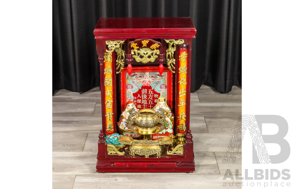 Vintage Timber Chinese Spirit Tablet Shrine